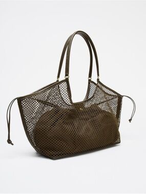 Zara Mesh Shopper Bag in Olive Green